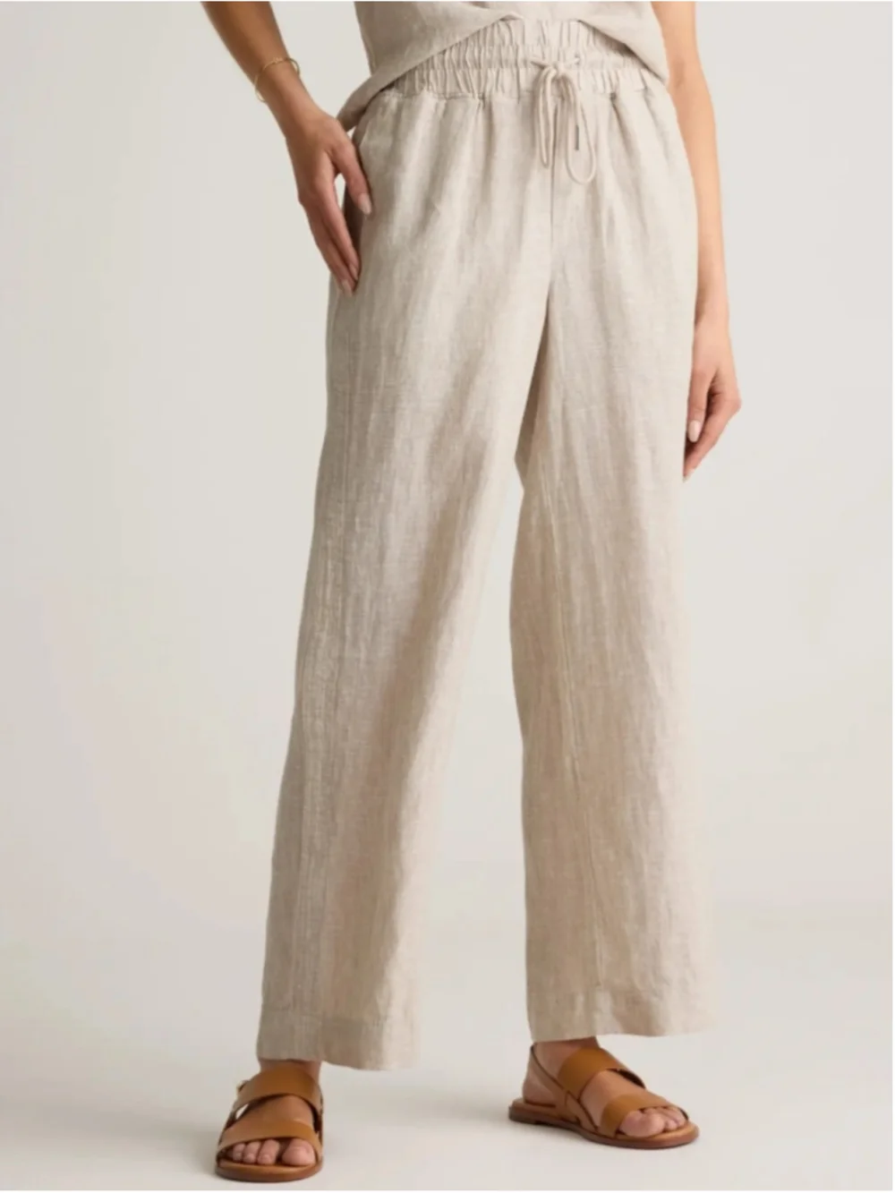 Quince Natural Wide-Leg Linen Pants